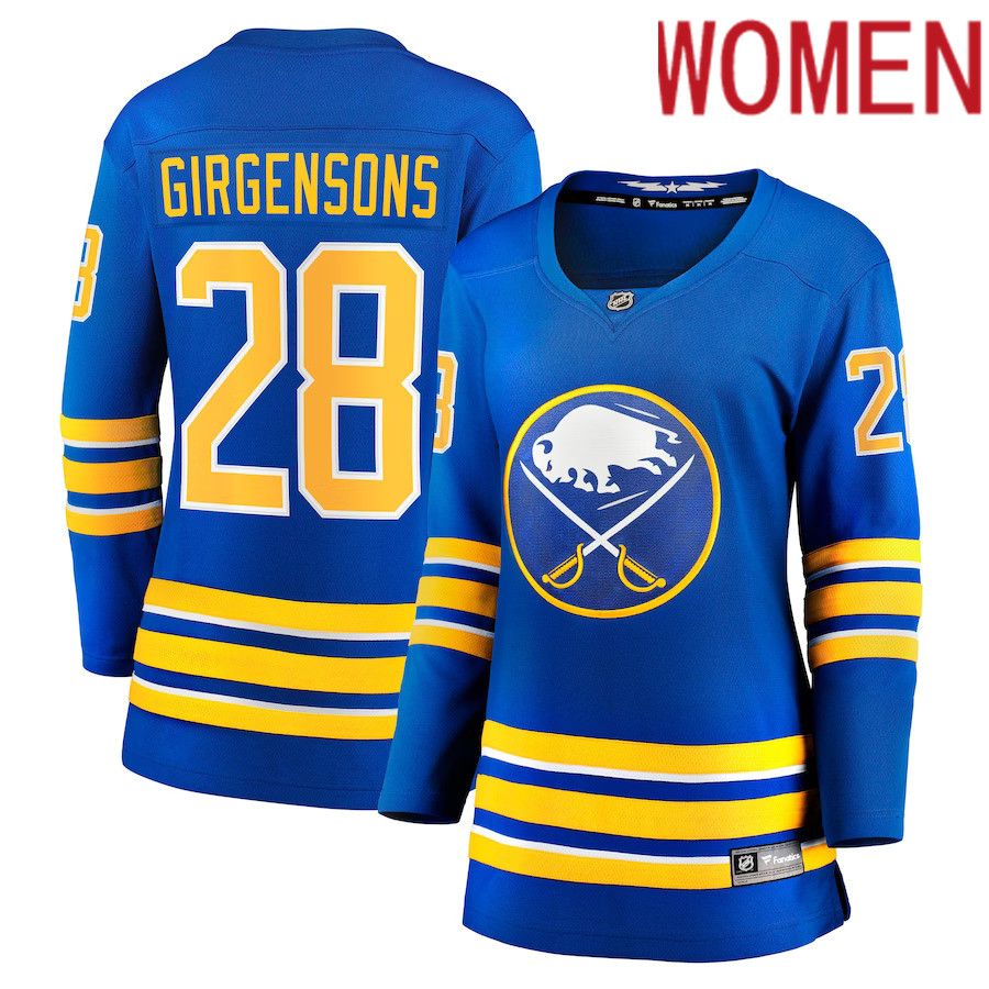 Women Buffalo Sabres 28 Zemgus Girgensons Fanatics Branded Royal Home Breakaway Player NHL Jersey